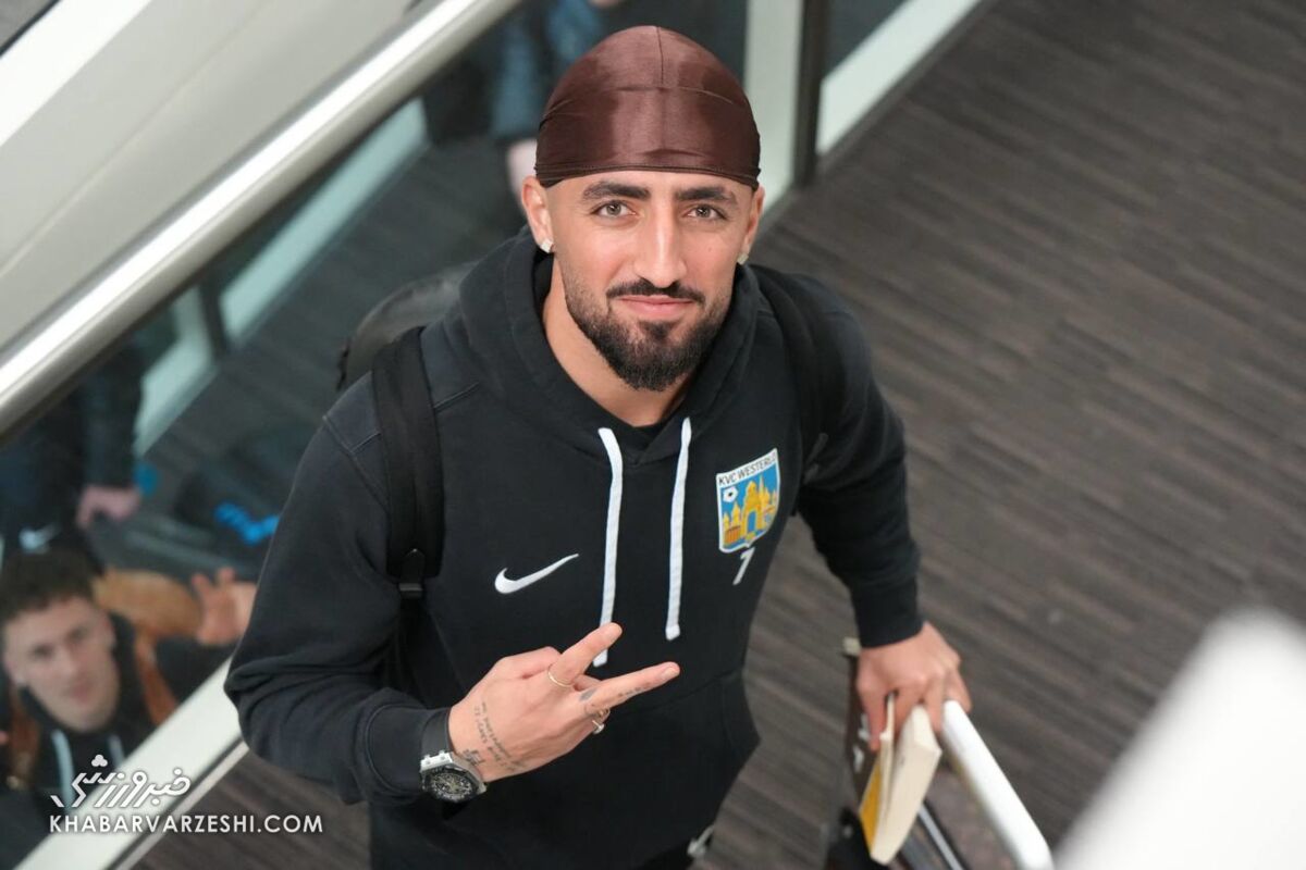 لژیونر ایرانی با علامت پیروزی در فرودگاه کشور اروپایی +عکس