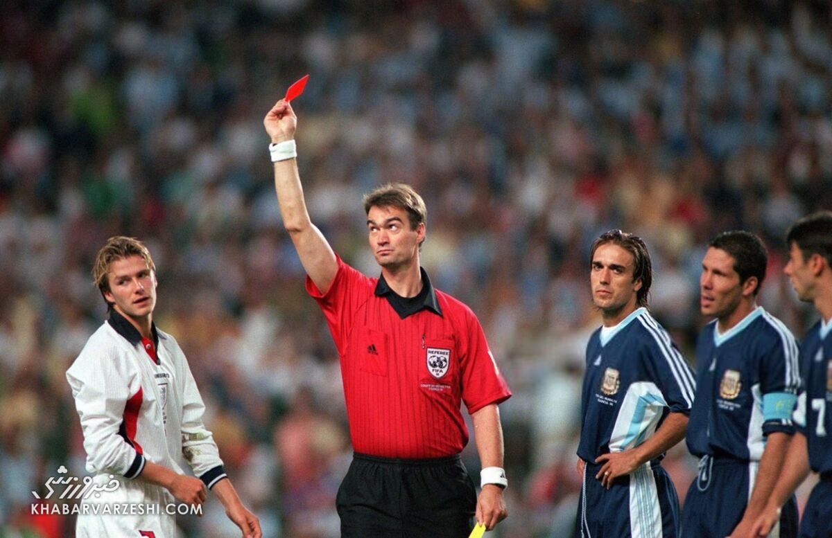 اخراج دیوید بکام در جام جهانی 1998