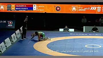 ویدیو| شکست ۱۰ بر صفر والی زاده مقابل کشتی گیر مکزیکی!