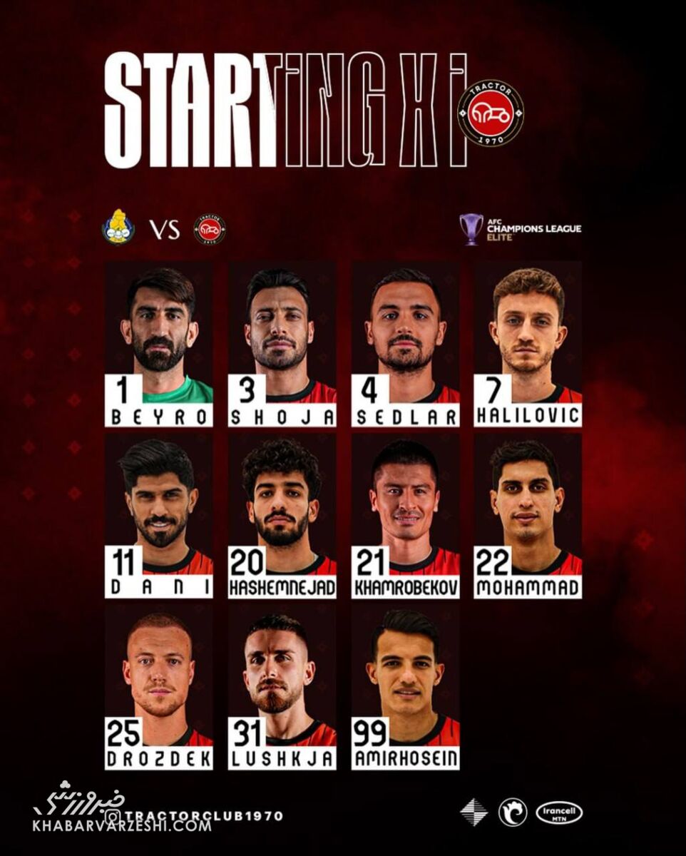 ترکیب تراکتور مقابل الغرافه اعلام شد +عکس