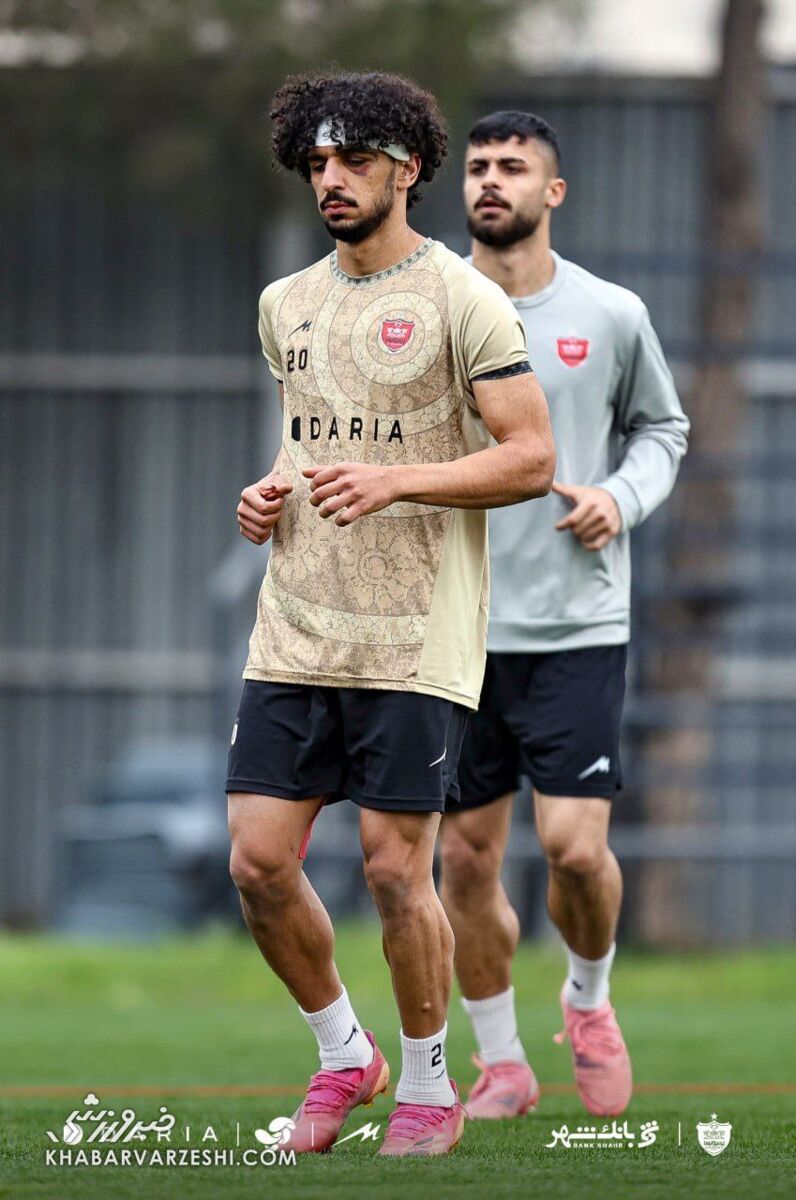 تمرین پرسپولیس با چشم کبود و بانداژ/ آثار ضربه در صورت +عکس