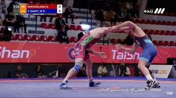 ویدیو| مدال طلای نخودی با پیروزی ۱۰-۰ مقابل کشتی‌گیر آمریکایی
