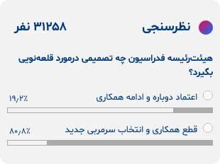 تأیید قطع همکاری فدراسیون فوتبال با قلعهنویی با حداکثر آراء؛ حرف مردم درباره سرمربی تیم ملی تغییر نکرد تأیید قطع همکاری فدراسیون فوتبال با قلعهنویی با حداکثر آراء؛ حرف مردم درباره سرمربی تیم ملی تغییر نکرد