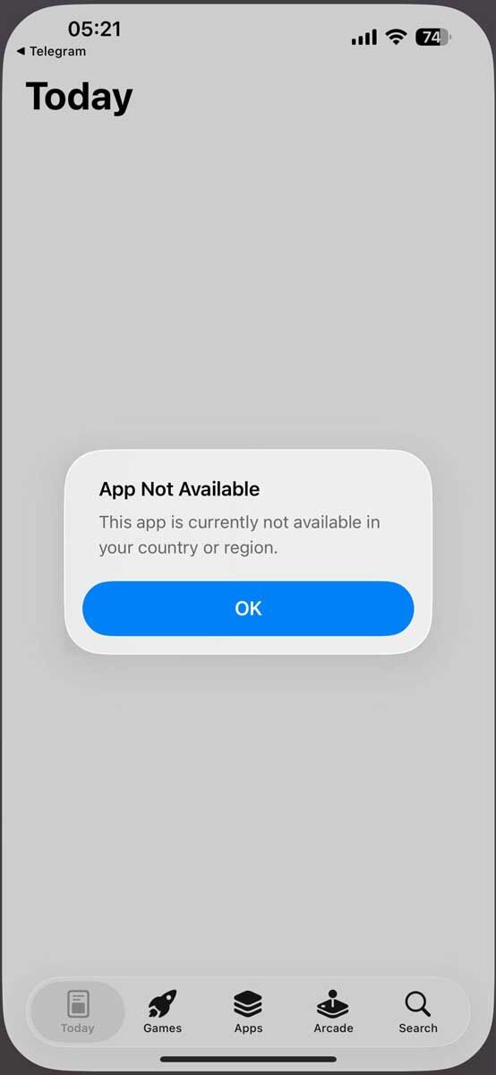 حذف تلگرام از اپ استور آیفون