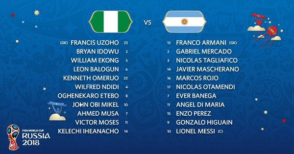 عکس| ترکیب تیم‌های آرژانتین و نیجریه اعلام شد