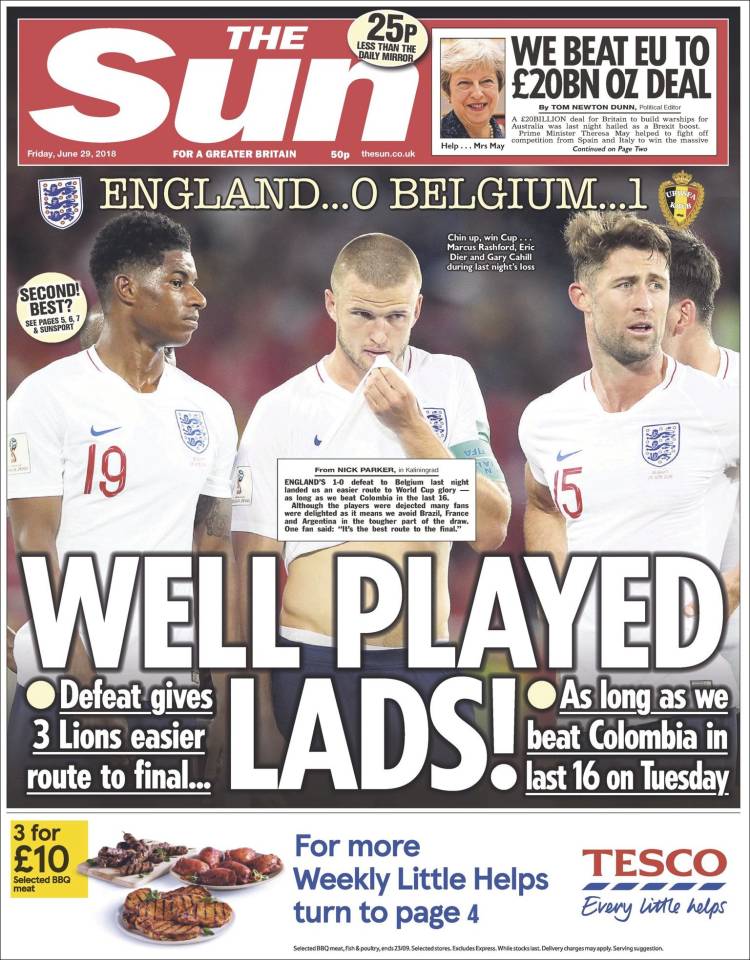 روزنامه سان| خوب بازی کردید پسربچه‌ها!