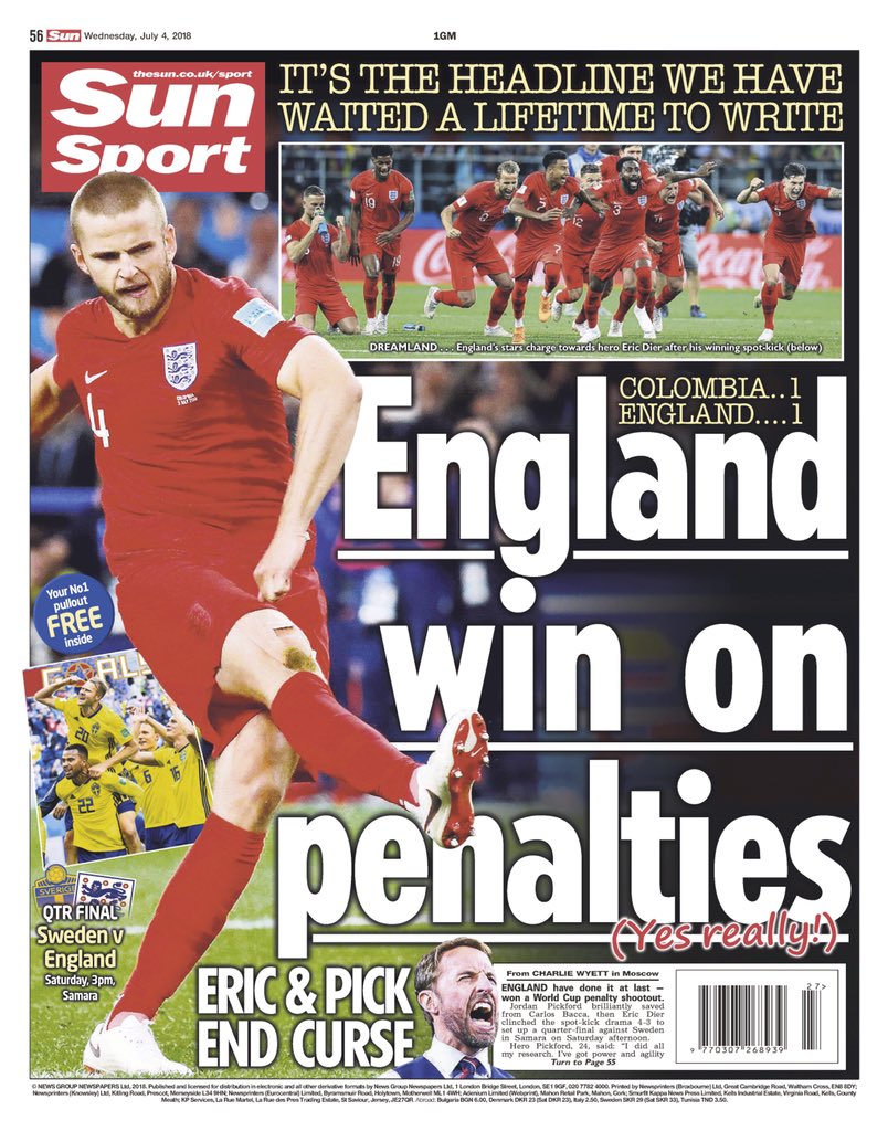 روزنامه سان| انگلیس در پنالتی پیروز شد (بله واقعاً)