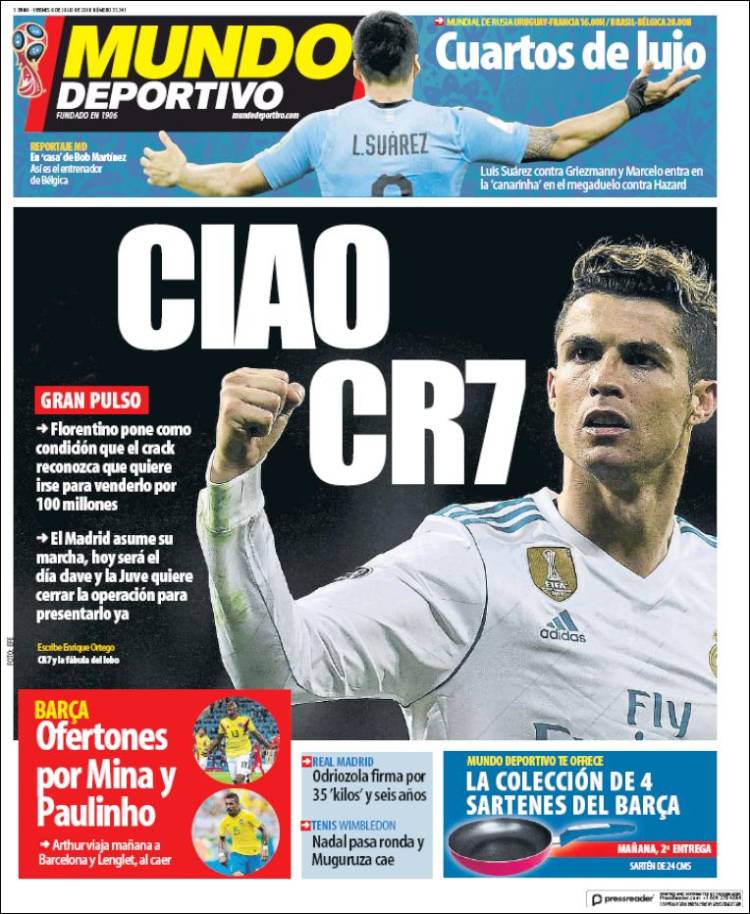 روزنامه موندو| خداحافظ CR7