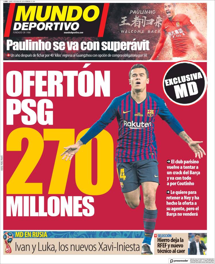 روزنامه موندو| پیشنهاد 270 میلیونی PSG