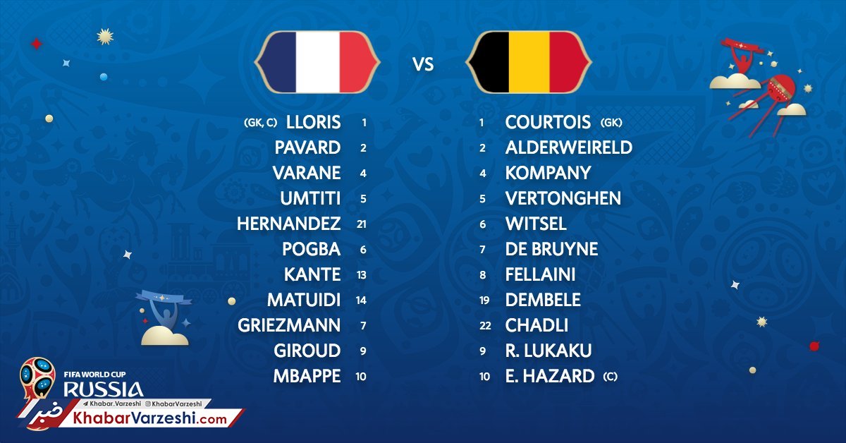 ترکیب بلژیک و فرانسه اعلام شد