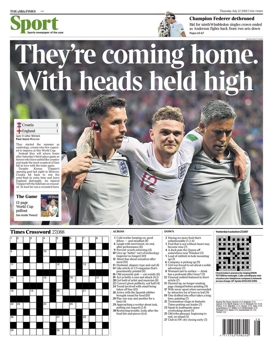 روزنامه تایمز| آن‌ها به خانه برمی‌گردند، با سری بالا