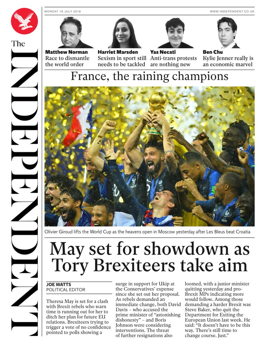 روزنامه ایندیپندنت| فرانسه، قهرمان بارانی