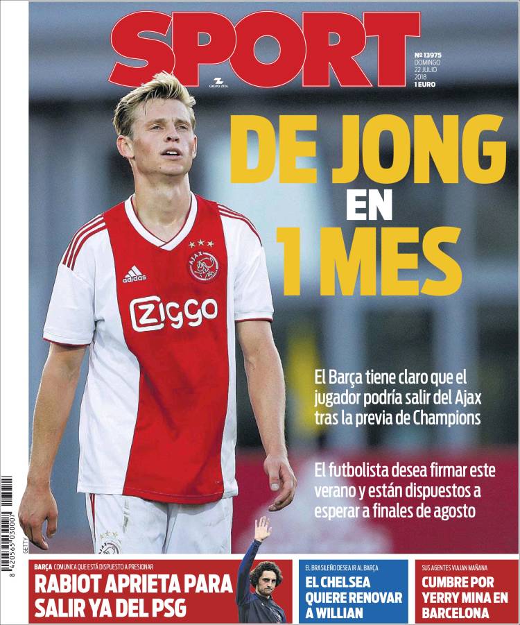 روزنامه اسپورت| دی‌یونگ یک ماه دیگر