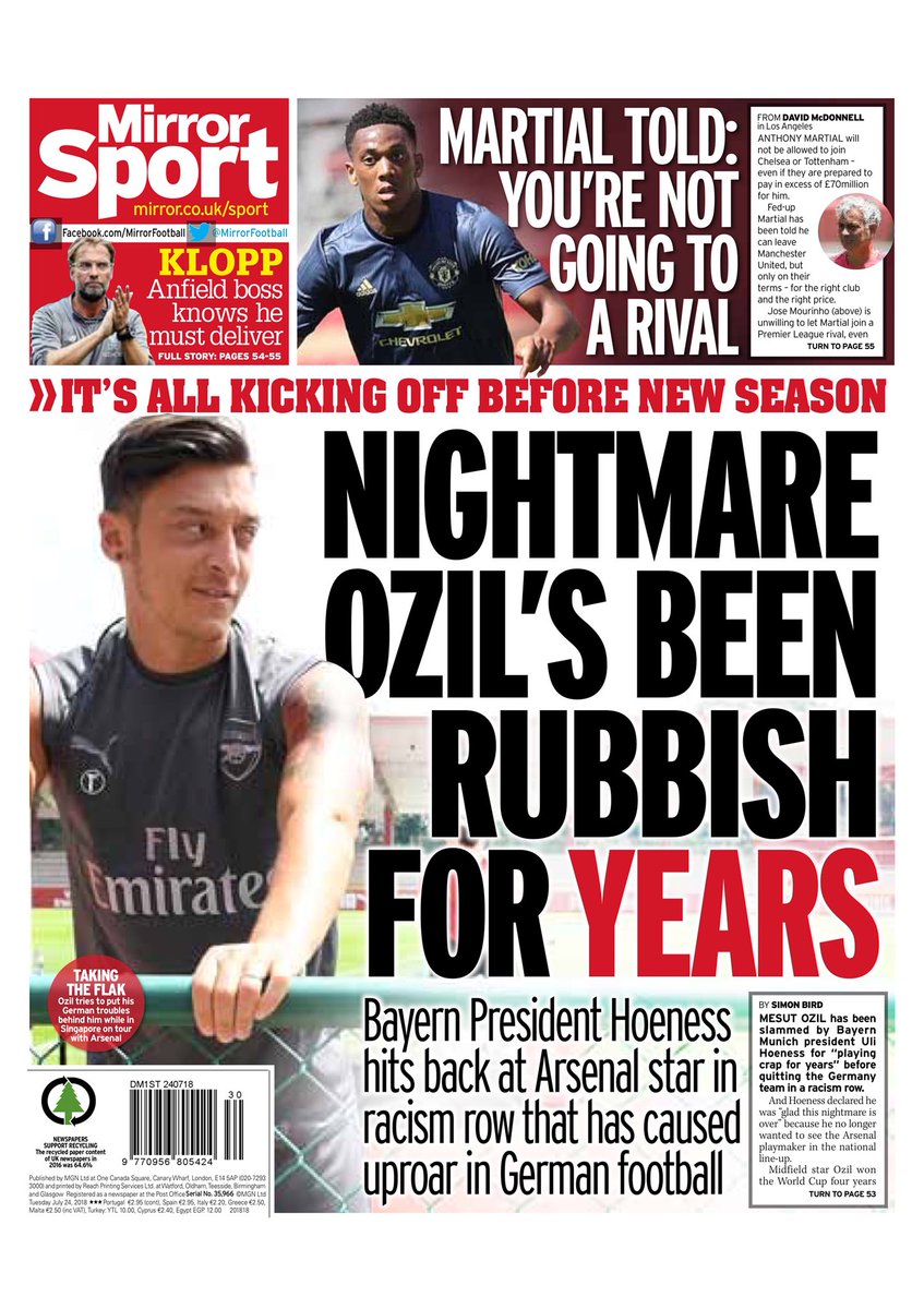 روزنامه میرر| کابوس اوزیل برای سالها پایان یافت