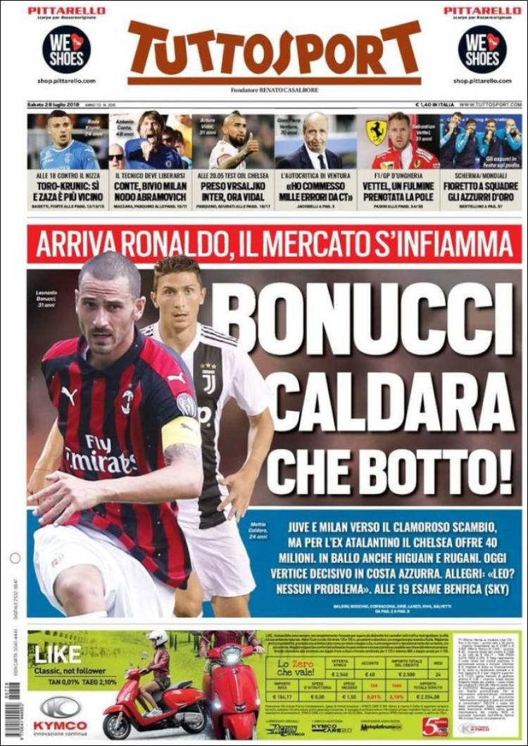 روزنامه توتو| بونوچی کالدارا چه ضربه‌ای!