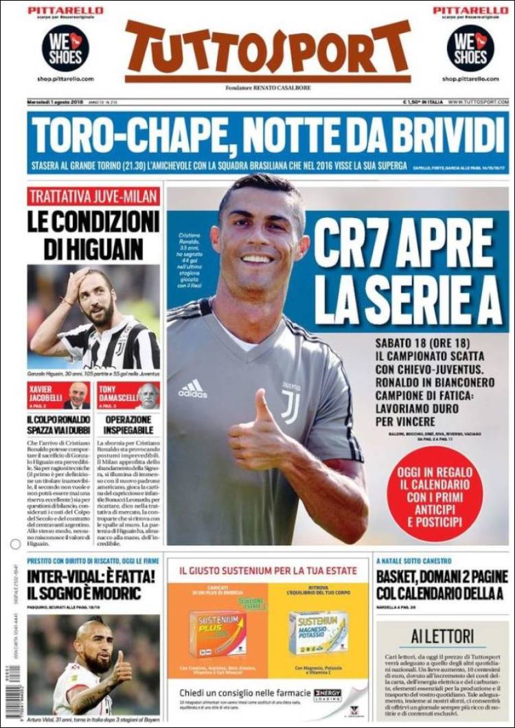 روزنامه توتو| CR7 سری‌آ را افتتاح می‌کند