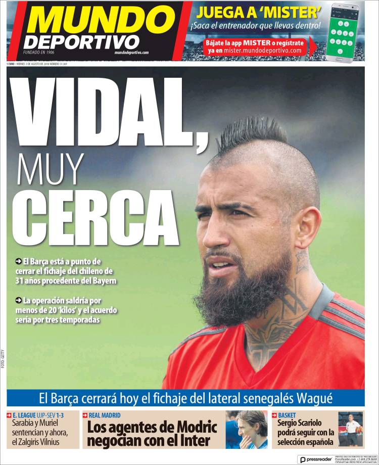روزنامه موندو| ویدال خیلی نزدیک