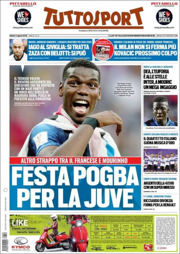 روزنامه توتو| مهمانی پوگبا برای یوونتوس