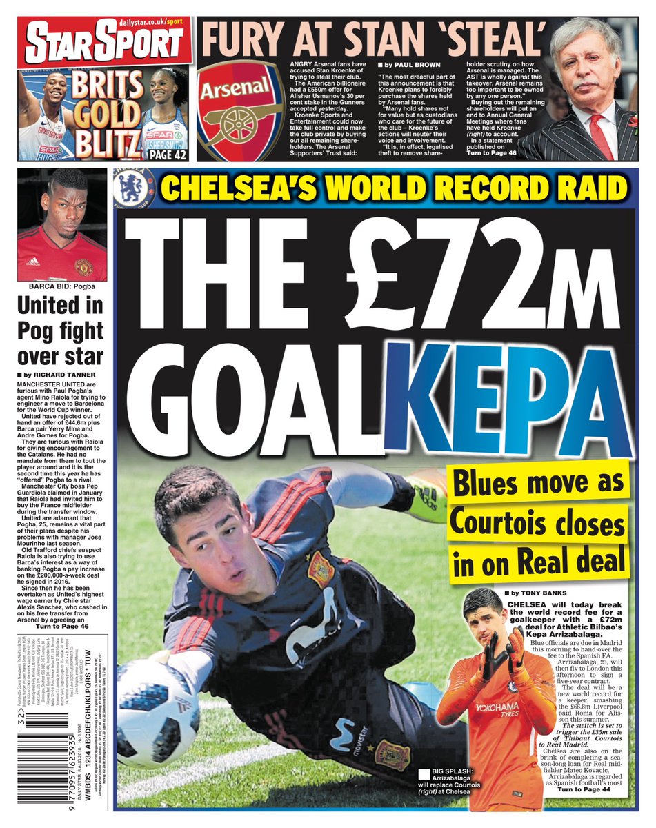 روزنامه استار| دروازه‌بان 72 میلیون پوندی