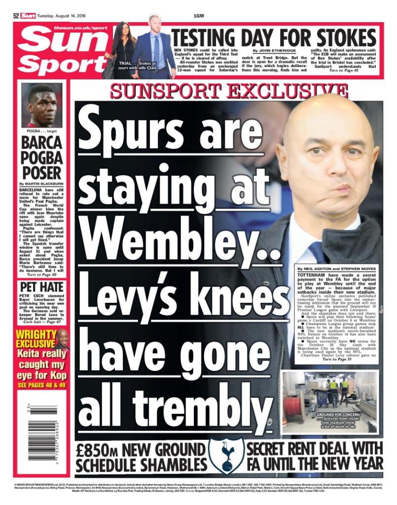 روزنامه سان| اسپرز در ومبلی می‌ماند