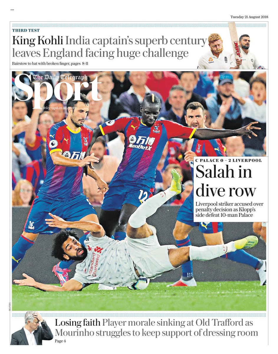 روزنامه تلگراف| صلاح در ردیف شیرجه