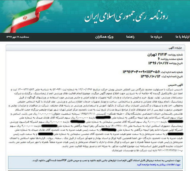 تاسیس شرکتی جالب با تقسیم سودی عجیب‌ در فدراسیون ژیمناستیک!