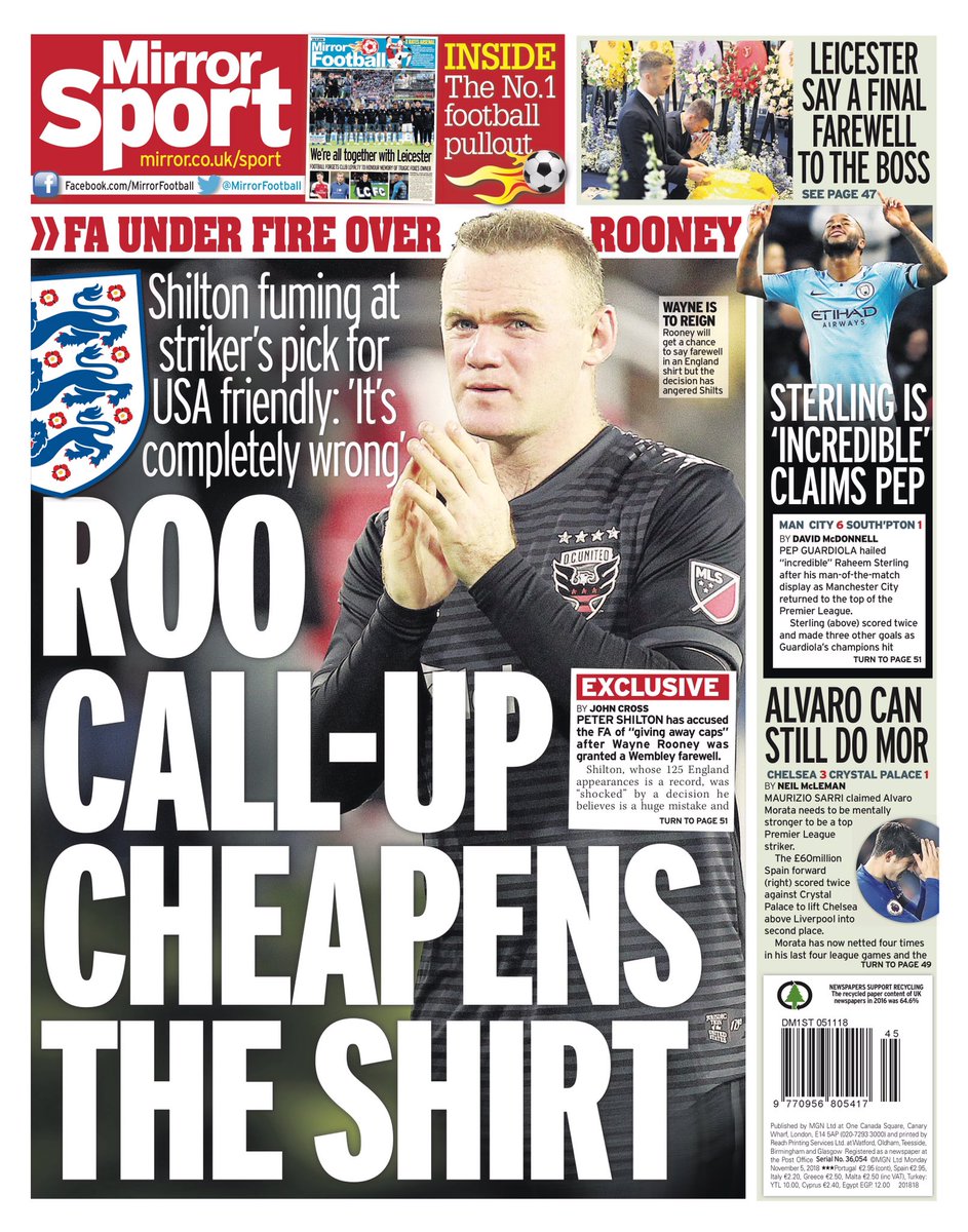 روزنامه میرر| دعوت رونی پیراهن را ارزان‌تر می‌کند