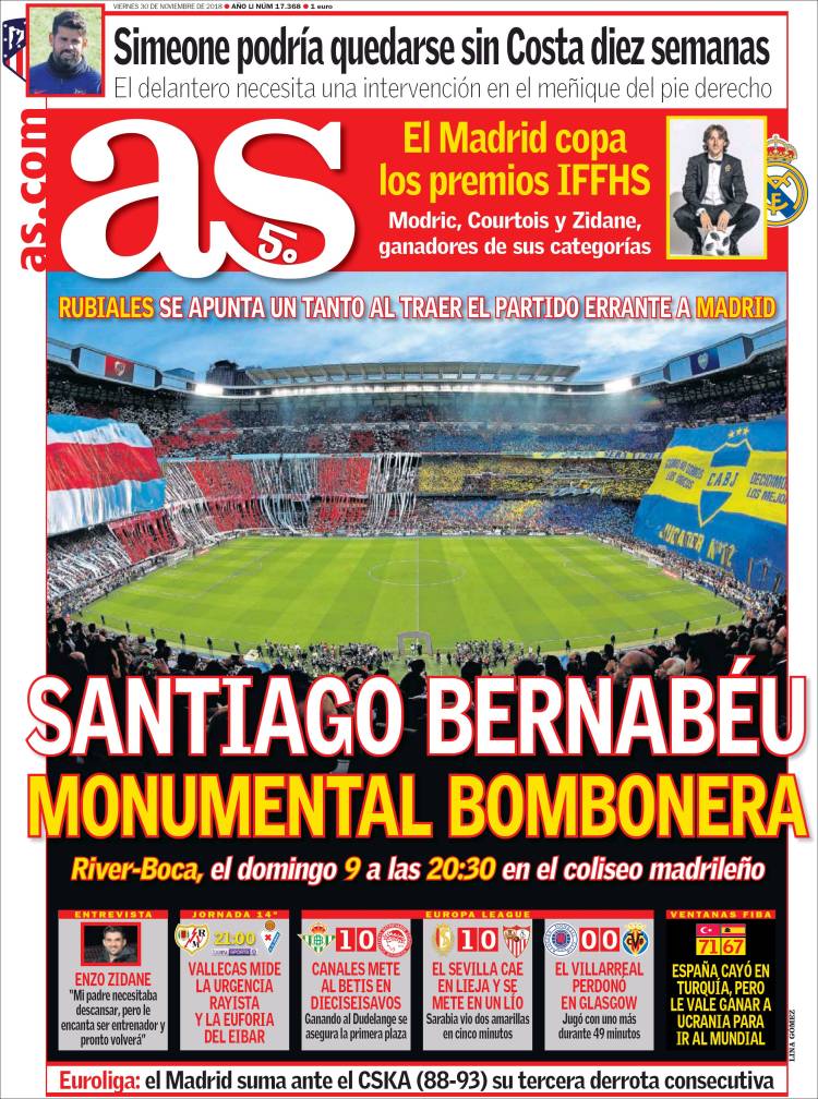 روزنامه آ اس| سانتیاگو برنابئو مومنتال بومبونرا