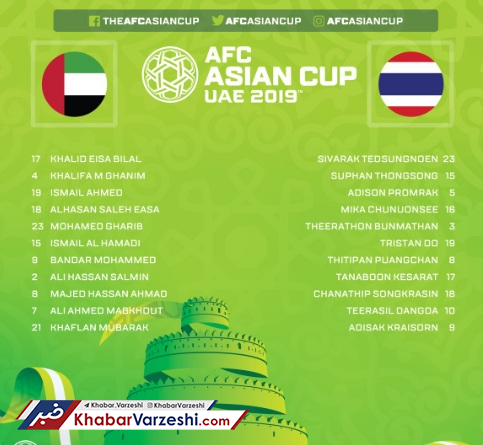 طرح| ترکیب امارات و تایلند اعلام شد