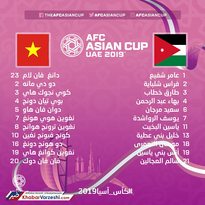 طرح| ترکیب اردن و ویتنام اعلام شد