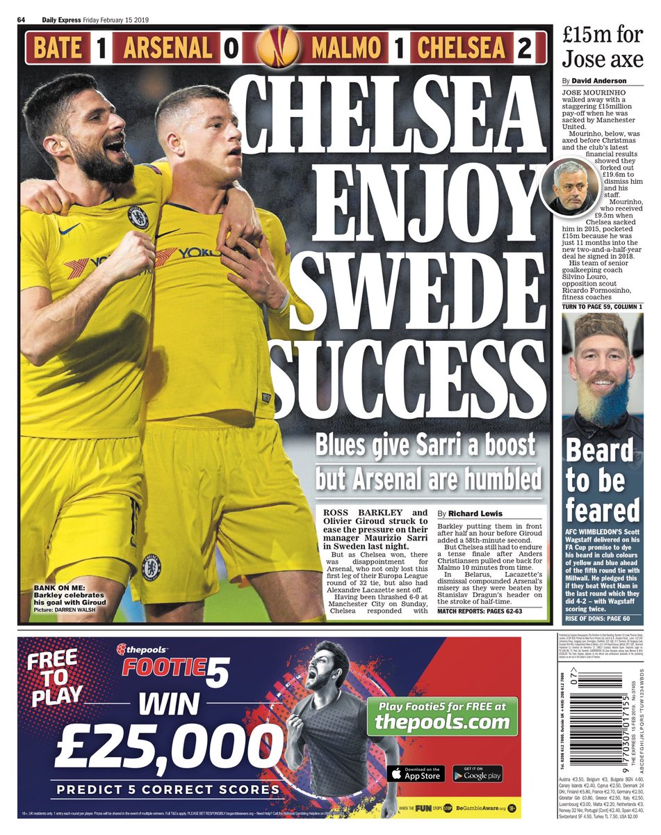 روزنامه اکسپرس| لذت بردن چلسی از موفقیت سوئدی