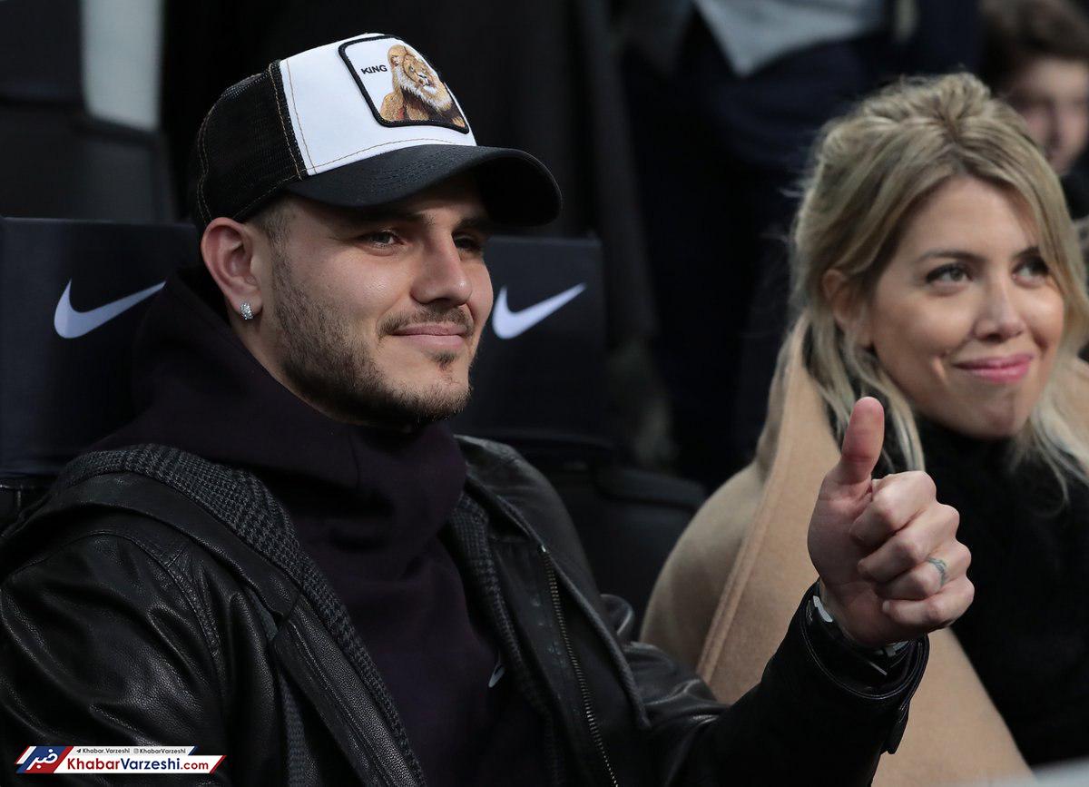 عکس| ایکاردی و عیال، تماشاگر بازی اینتری‌ها