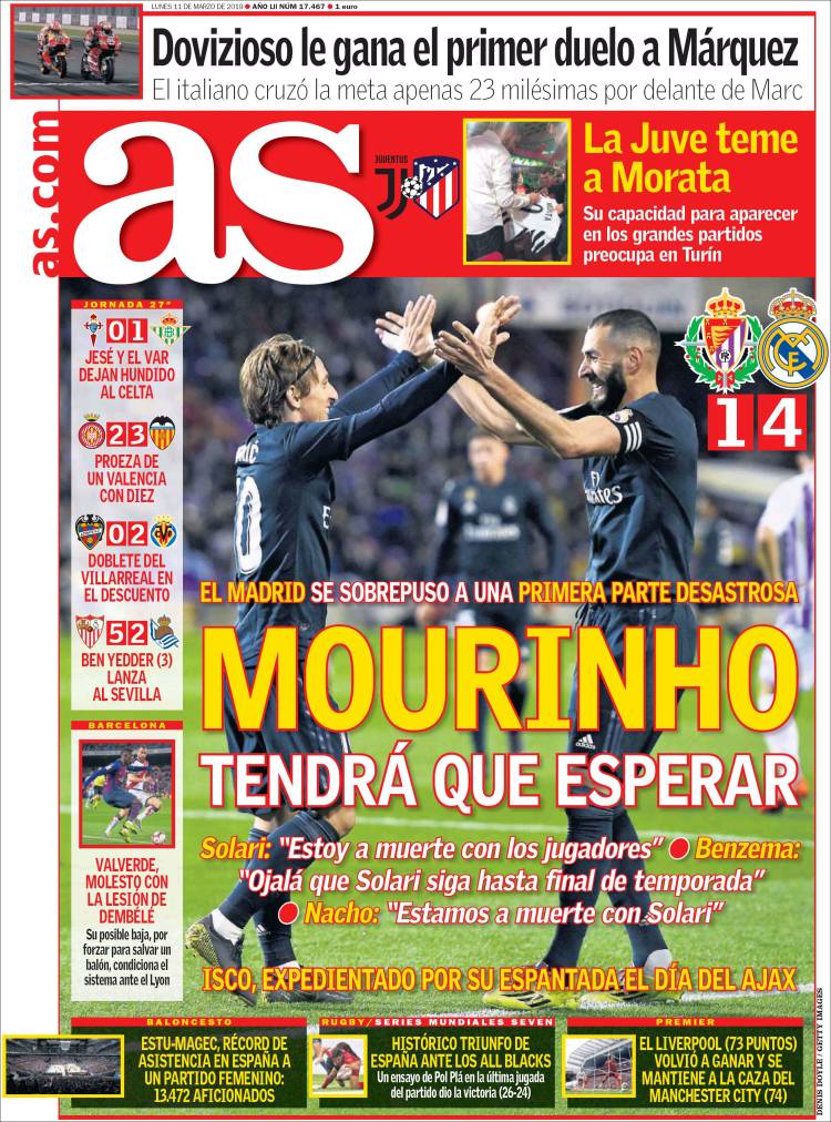 روزنامه آس| مورینیو باید صبر کند