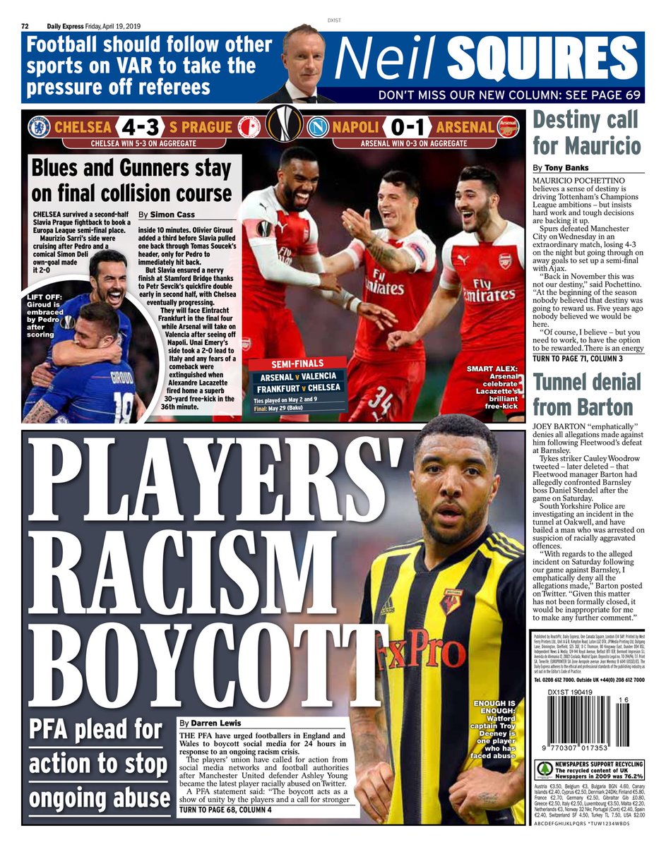 روزنامه اکسپرس| تحریمِ نژادپرستی بازیکنان