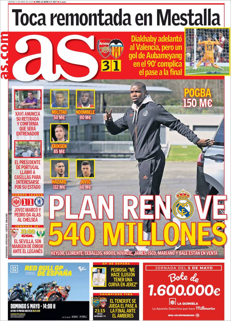 روزنامه آس| برنامه اصلاح 540 میلیون یورویی