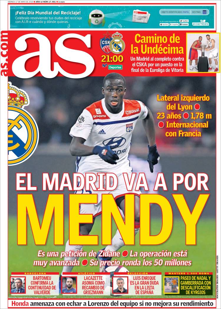 روزنامه آس| مادرید برای مندی می‌رود