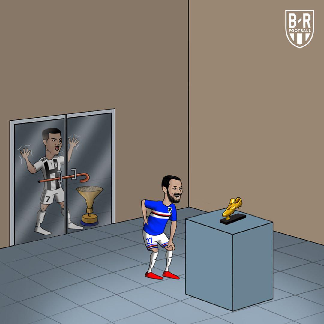 کارتون| پیرمردی که کفش‌طلا را از رونالدو گرفت