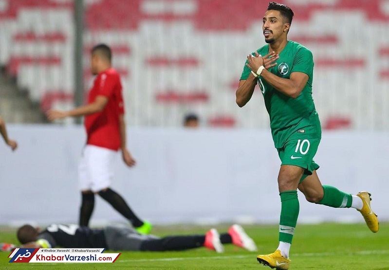 عکس| شادی گل جنجالی مهاجم سعودی مقابل یمن