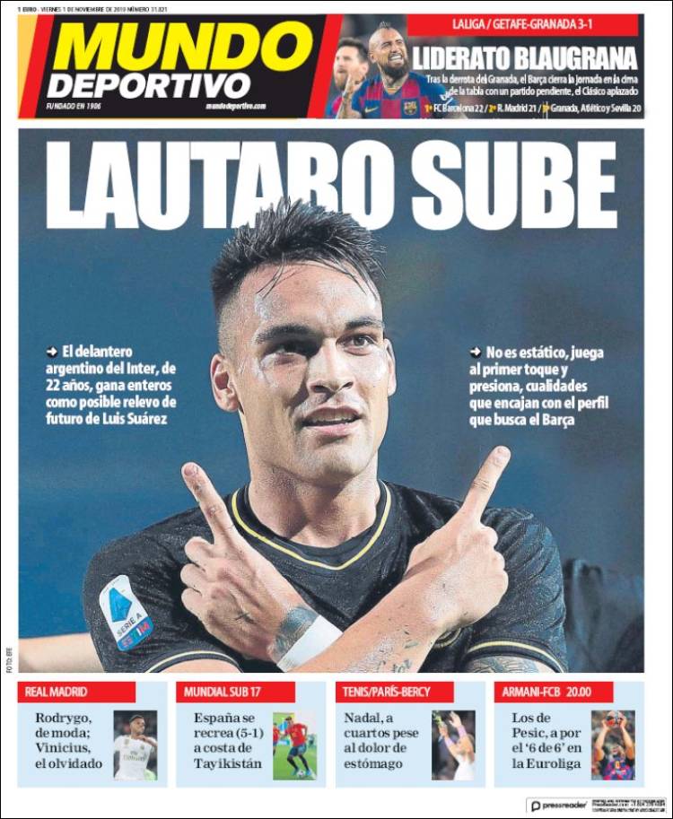 روزنامه موندو| لائوتارو بالا می‌رود