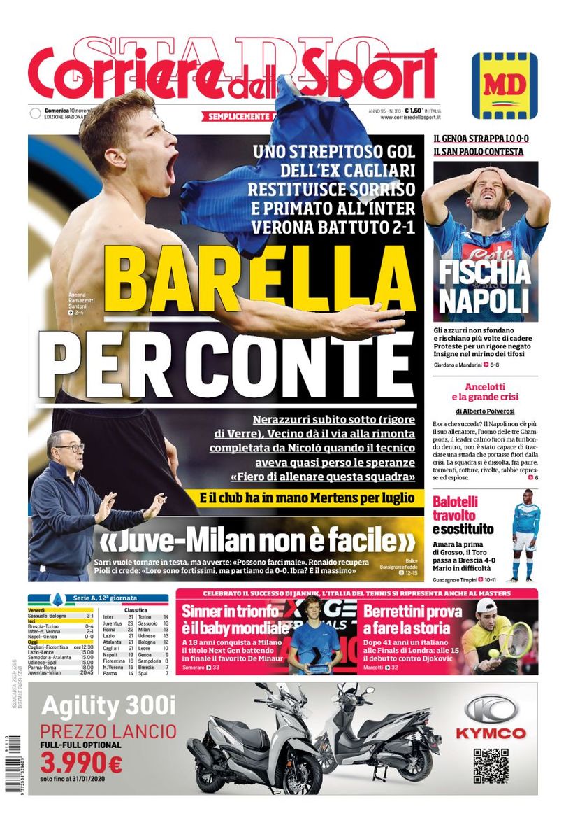 روزنامه کوریره| بارلا، نجات برای کونته