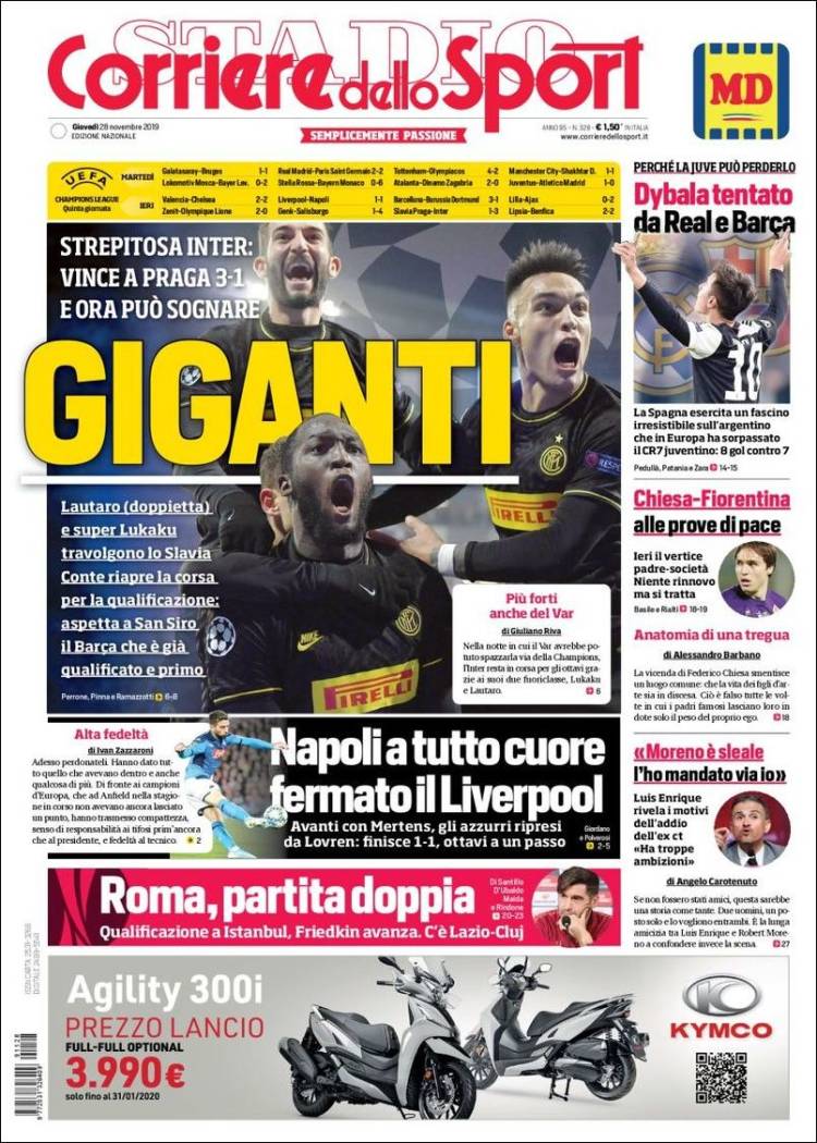 روزنامه کوریره| غول‌ها