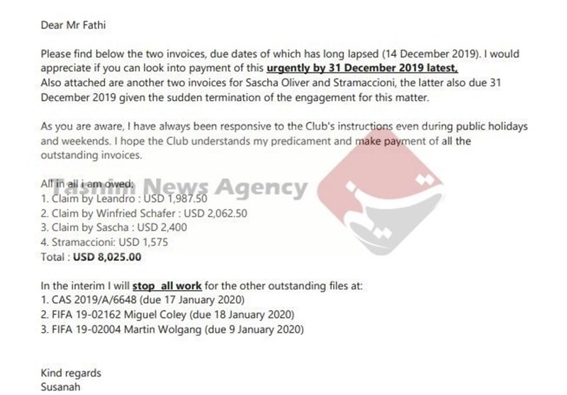 خانم وکیل، پرونده استقلال را به CAS می‌برد؟