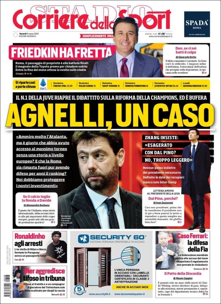 روزنامه کوریره| آنیلی، این یک مشاجره است