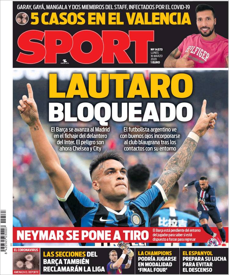 روزنامه اسپورت| لائوتارو قفل شده