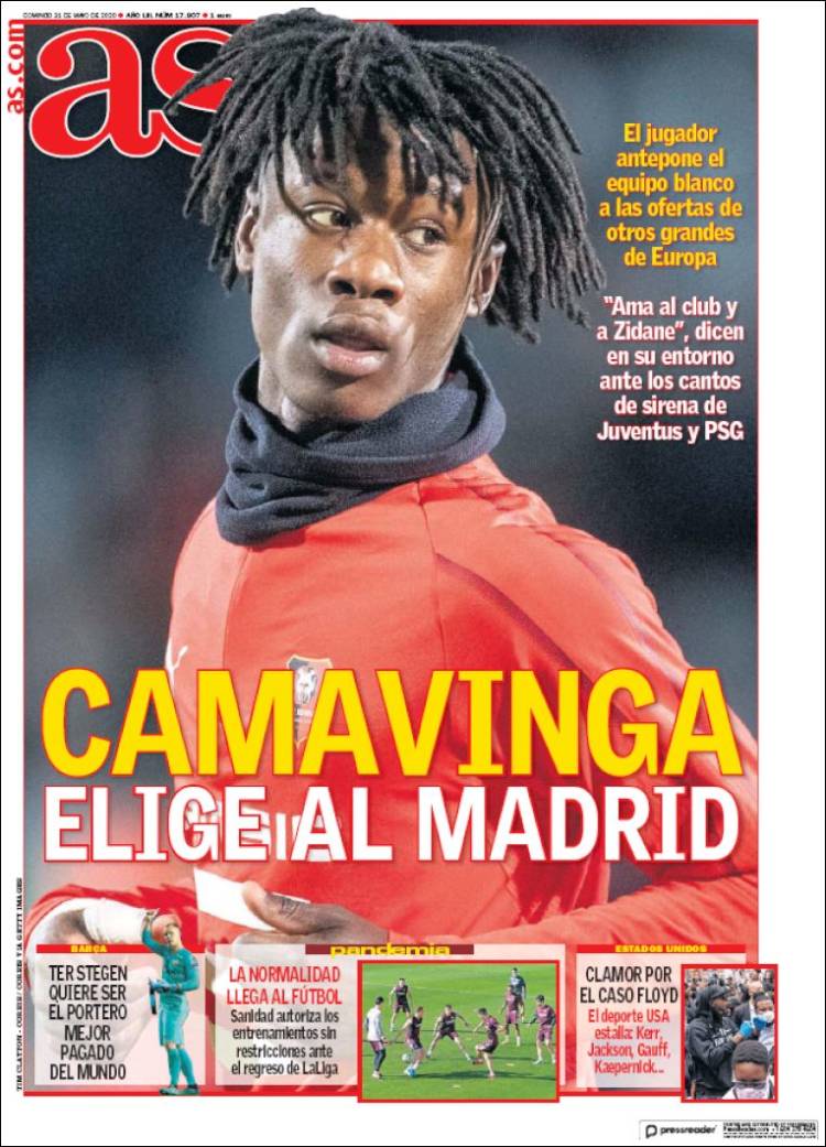 روزنامه آس| کاماوینگا، مادرید را انتخاب می‌کند