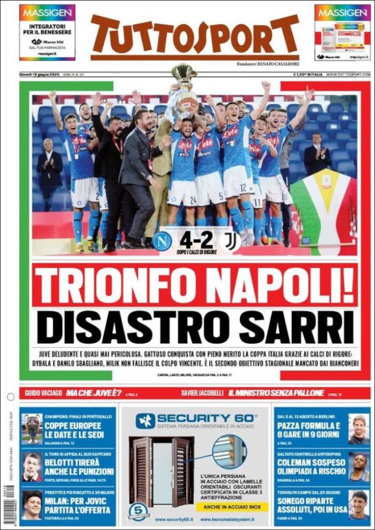 روزنامه توتو| جشن پیروزی ناپولی!