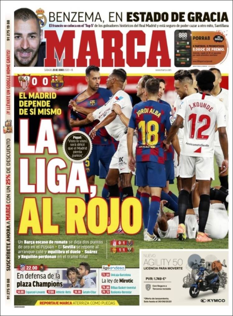 روزنامه مارکا| لالیگا، تمام قرمز