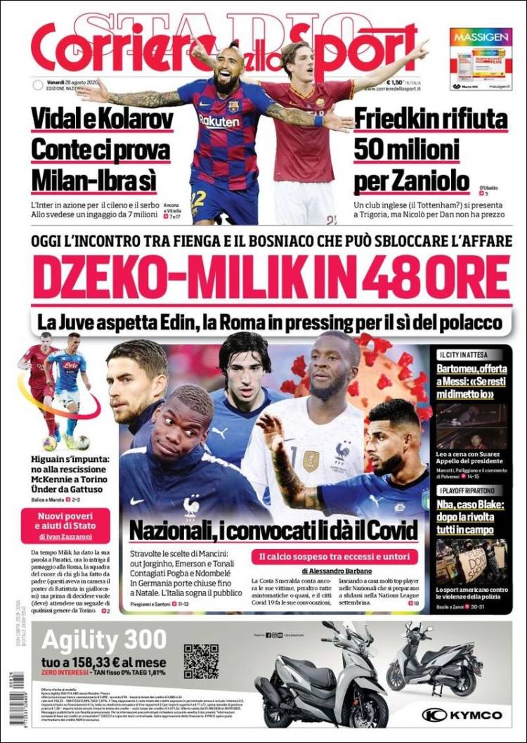 روزنامه کوریره| ژکو – میلیک در 48 ساعت