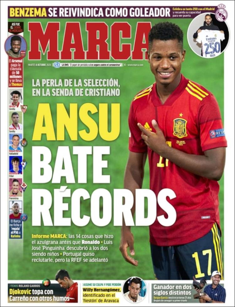 روزنامه مارکا| آنسو رکوردها را می‌شکند